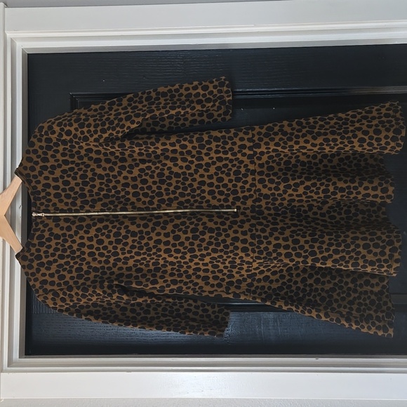 LOFT Leopard Print Drop Waist Three-Quarter Sleeve Dress Size XS - Picture 4 of 11